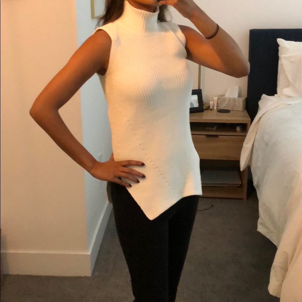 Ann Taylor white turtleneck sleeveless sweater XS